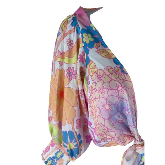 Beach Bunny Ruby Women's Crop Top Floral Swim Cover Up Front Tie Size Medium NEW - Picture 4 of 10